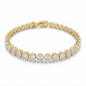 สร้อยข้อมือเพชรทรงรี 10.04 กะรัต ทองคำ 14K สีเหลือง สร้อยข้อมือหรูหราสำหรับงานแต่งงานและวันครบรอบ - Product Image 1