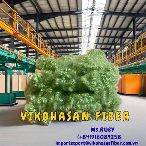 Fibres de polyester 100 % de haute qualité, 15D HCS, couleur verte, matière de rembourrage creuse Vikohasan, recyclable, ignifuge - Product Image 5
