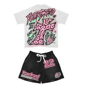 Conjunto Deportivo Personalizado de Algodón Lavado al Ácido, Estilo Urbano, para Gimnasio, Verano, Jogging, 2 Piezas, Pantalones Cortos y Camiseta para Hombre - Product Image 4