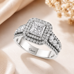 <b>Top</b> Princess Cut Lab Grown Diamond Ring 925 <b>Silver</b> 9kt, 14kt, 18kt Gold Diamond Rings for Women's Engagement Ring - Product Image 1