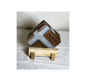 Customizable Handmade Classic Wooden Tea Coasters <b>Set</b> of 4 Pec <b>Square</b> Wood Marble New Pattern from India stone coaster <b>Set</b> Use - Product Image 4