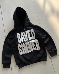 Wholesale High-Quality ODM/OEM Custom Factory Distressed <b>Wash</b> Hoodies with Letter Logo One-Stop Service for Brands - Product Image 3