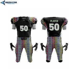 Uniforme de football américain en tissu Spandex/Polyester, protection UV (UPF 50), évacuation de l'humidité, séchage rapide, respirant, manches courtes - Product Image 4