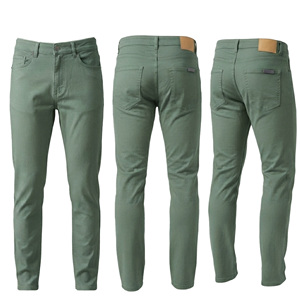 Pantalones Casuales de Corte Recto para Hombre MASTER TEXTILE, Color Sólido, Cintura Media, Tejido Twill Transpirable, Algodón/Spandex, Teñido en Prenda, con Botones - Product Image 1