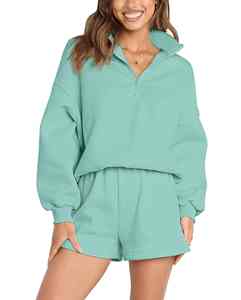 Ensemble d'été pour femmes, haut en coton respirant à col en V de couleur unie et pantalon à taille élastique, tenue quotidienne très tendance - Product Image 5