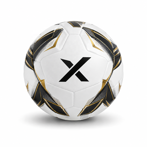 Ballon de football laminé personnalisé X |   Blanc Noir Or |   Logo X |   Fabricant OEM ODM |   Design haut de gamme |   Qualité supérieure - Product Image 1