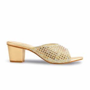 Sandales à talons dorées FN7965 Pantoufle élégante au design complexe - Product Image 4