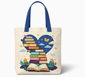 Bolsa de lona de algodón 100% natural con diseño personalizado, asa larga, impresión personalizada al por mayor, con diseño de libros y cremallera. - Product Image 1