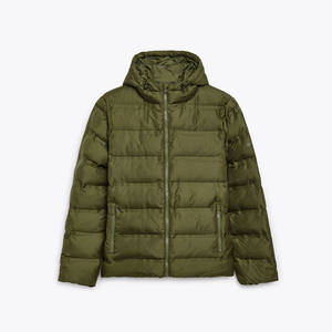 Chaqueta Acolchada de Lona con Capucha para Hombre, Resistente al Viento, 100% Poliéster/Algodón, Cálida para Invierno, Color Gris, Personalizable al por Mayor (OEM) - Product Image 6