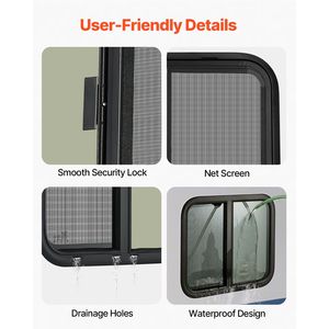 Horizontal RV Window 24\" W X 20\" H Tinted Sliding RV Window Net Screen with Trim <b>Ring</b> Fits 15/16\" 1 3/4\" <b>Thickness</b> Walls - Product Image 5