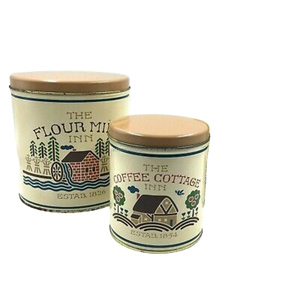 Boîtes de stockage en acier imprimées personnalisées de haute qualité boîtes de rangement cylindriques hermétiques Pots cuisine tendance Logo en métal - Product Image 1