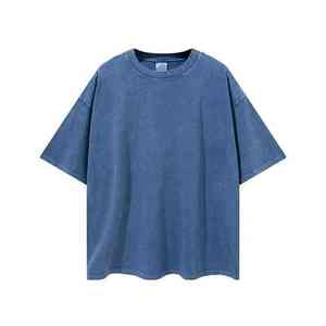 T-shirt décontracté pour homme, coupe classique, col rond, manches courtes, vert uni, tricoté sur le devant, épaules tombantes, respirant - Product Image 2
