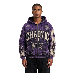 Sudadera con capucha de forro polar color rosa empolvado y crema, con estampado de mariposas premium, cierre frontal con cremallera, bolsillos laterales, capucha con cordón ajustable y hombros caídos, cálida. - Product Image 5