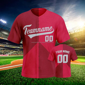 Chemises décontractées respirantes pour hommes pour adultes/enfants Maillot de baseball personnalisé Chemises de baseball dégradées blanc rouge Équipe imprimée - Product Image 3