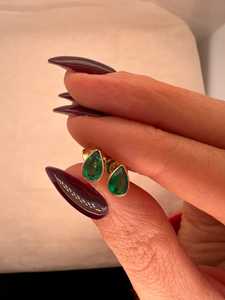 Pear Cut Bezel <b>Stud</b> Earrings 18K Gold Gold Plated IGI Certified Party Minimalist Pear Shape Women's - Product Image 3