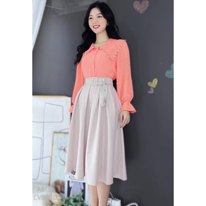 Wholesale Ladies' Pastel Swiss Dot <b>Blouse</b> Floral Lace Trim V Front <b>Long</b> Sleeve Button Closure <b>for</b> Office Wear and Boutique Shops - Product Image 6