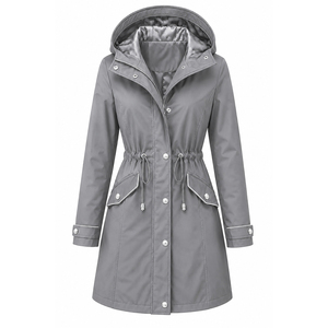 Abrigo de Invierno Personalizado, Elegante, Cálido, Largo, con Capucha, Estilo Urbano, Teñido Liso, Resistente al Viento, 100% Poliéster, Alta Calidad, OEM, para Mujer, en Oferta - Product Image 5