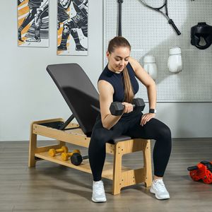 Banco de Pesas Ajustable de Madera Negra con Soporte para Mancuernas para Entrenamiento en Casa, Banco de Levantamiento Plano o Inclinado - Product Image 6