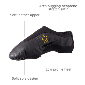 Chaussures de ballet souples pour femmes MBAANI, en cuir marron, semelle fendue, chaussures plates de danse jazz, chaussures d'entraînement - Product Image 1