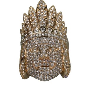 Luxury <b>Crown</b> Face Moissanite <b>Ring</b> 925 Sterling Silver Gold Plated Pave Geometric Statement <b>Ring</b> for Men Hip Hop Party Jewelry - Product Image 1