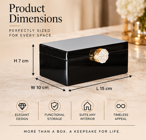 Black <b>Mirrored</b> Glass <b>Jewelry</b> Storage <b>Box</b> with Crystal Knob Soft Velvet Lining Decorative Keepsake and Vanity Organizer - Product Image 4