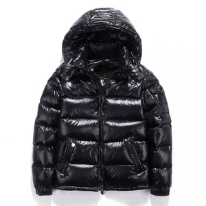 Veste matelassée noire brillante pour homme avec capuche, coupe-vent, rembourrée de duvet, manteau d'hiver décontracté, fermeture éclair, coupe régulière - Product Image 4