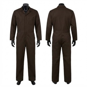 Combinaison de travail imperméable certifiée CE en coton poly twill 240 GSM de qualité supérieure, marron, manches longues, avec logo personnalisé - Product Image 1
