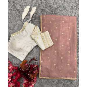 Sari de Diseñador con Hermoso Bordado de Lentejuelas para Vestidos de Damas de Honor - Product Image 5