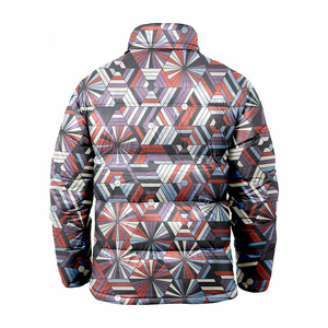 Customized Frost Pattern Varsity Puffer <b>Jacket</b> Unisex <b>Canvas</b> Stand Collar Front Logo Windproof Waterproof Breathable - Product Image 2