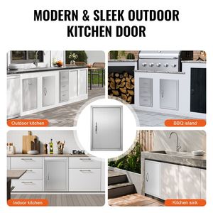 Singola cucina esterna in acciaio inox a filo porta 17W X 24H pollici porta di accesso per barbecue maniglia verticale per isola grigliate - Product Image 6