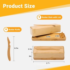 Wooden Butter Dish With Wooden Knife For Cafes Bakery Shop Kitchen And Dining Table Use Stylish Butter <b>Storage</b> From India - Product Image 3