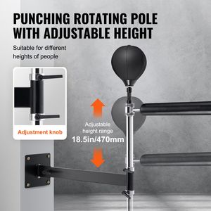 Macchina per Allenamento Boxe da Parete con Barra Girevole a Velocità Regolabile e Guanti per Riflessi - Product Image 3