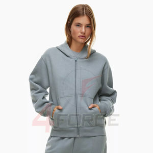 Sudadera con Capucha y Cremallera para Mujer, Corte Estructurado, 460 GSM, Felpa de Algodón, Estilo Urbano Premium, Fabricante OEM de Marca Privada - Product Image 3