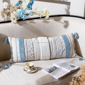 Cojín Lumbar a Rayas Neutras de 14 × 22 Pulgadas, Funda de Cojín Tejida de Algodón Estilo Boho con Finas Bandas Verticales, Estilo Rústico - Product Image 6