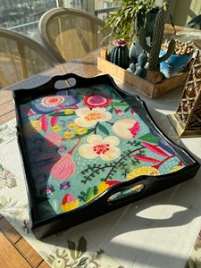 Luxury Durable Eco-Friendly Polished Solid Wooden Handcrafted Rectangle <b>Serving</b> <b>Tray</b> <b>Handles</b> Coffee Table Party Wedding Birthday - Product Image 5