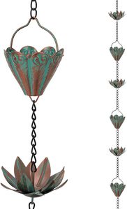 Chaîne de pluie artisanale en fer pour drainage de toiture et solution d'affichage d'ornements suspendus pour balcon rustique, avec option de marque privée - Product Image 3