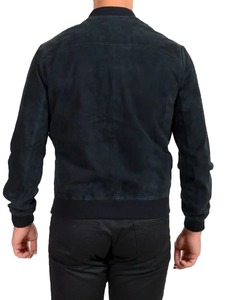 เสื้อแจ็คเก็ตหนังบอมเบอร์สีดำสำหรับผู้ชาย - Product Image 6