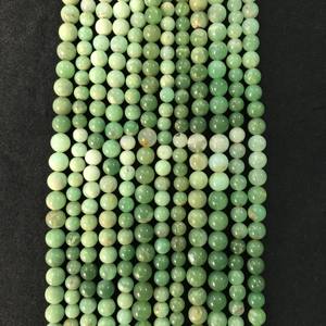 Perles rondes lisses en chrysoprase de qualité AA certifiées IGI 100% naturelles, 6-8 mm, couleur vert pierre, Fire Vivaaz Gems, pour la fabrication de bijoux - Product Image 2