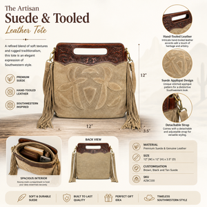 Sac fourre-tout élégant en daim pour femme avec franges, sac à bandoulière |   Sac à main de créateur pour le bureau et usage quotidien, fabriqué en Inde, export 2026 - Product Image 5