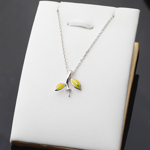 Collier pendentif pomme en argent S925 pour femme, bijoux en perles tendance, accessoire de bricolage, chaîne de clavicule vide, couvre-feuille pour tous - Product Image 1