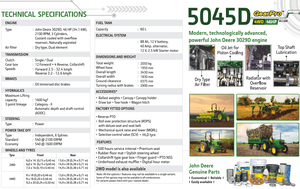 รถแทรกเตอร์ JD รุ่น 5045D (46 แรงม้า) ระบบขับเคลื่อน 4 ล้อ กำลัง 28-46 แรงม้า ที่ความเร็วรอบ 2100 รอบต่อนาที คุณภาพดี สภาพใหม่ - Product Image 5