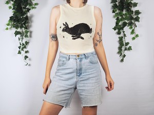 GRACE COLLECTION Camiseta sin Mangas de Algodón Tejido para Mujer, Estampado de Conejo, Cuello Redondo, Casual, Corta, Transpirable, de Secado Rápido, Ecológica - Product Image 4