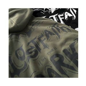 Sudadera con capucha verde oliva oscuro con cremallera |   Sudadera con Capucha Extra Grande | Chaqueta con Capucha Estilo Urbano | Fabricante de Marca Privada OEM - Product Image 2