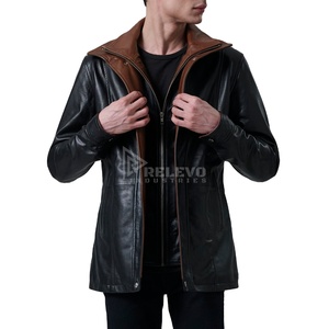 Urban Techwear Men's Real Leather Eco-friendly Worsted Fabric <b>Vegetable</b> Tanned Quilted <b>Stand</b> Collar Winter Fashion Spandex - Product Image 1