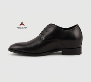 Zapatos de vestir de cuero genuino para hombre, con cordones, punta en pico, estilo Oxford, con tacón oculto de 3 pulgadas, para negocios, bodas, oficina y uso formal. - Product Image 5