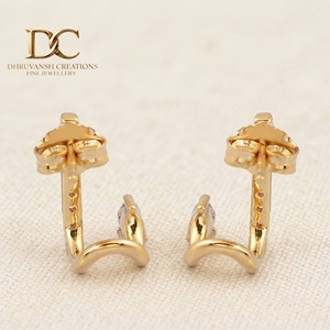 Pendientes de Oro Amarillo Sólido de 14 Quilates con Forma Única, Diamante Cultivado en Laboratorio con Corte Brillante Redondo, Certificado IGI, Joyería de Boda para Mujer - Product Image 4