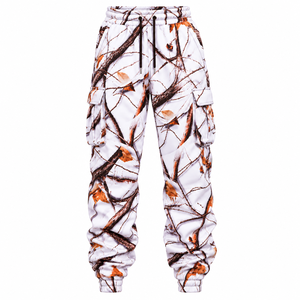<b>Men's</b> White <b>Camo</b> Cargo Sweatpants Wholesale, Woodland Camouflage <b>Joggers</b>, Custom Printed Pants Manufacturer - Product Image 1