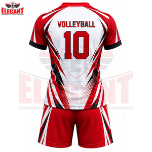 Custom Red <b>White</b> Volleyball Uniform Set for <b>Women</b> Sublimation Printed Team Sportswear Matching <b>Shorts</b> OEM ODM Manufacturer - Product Image 3