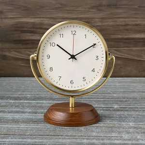 Reloj de Escritorio Nórdico de Madera Maciza con Arco, Esfera de Latón Cepillado, Reloj de Mesa Analógico de Cuarzo Silencioso, Reloj de Escritorio Minimalista de Lujo - Product Image 4