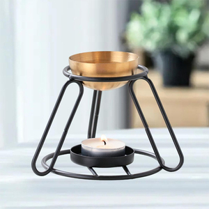 Metal Iron Black Hanging Aroma <b>Oil</b> <b>Burner</b> with Bowl with Stand Candle Tealight Holder - Product Image 5
